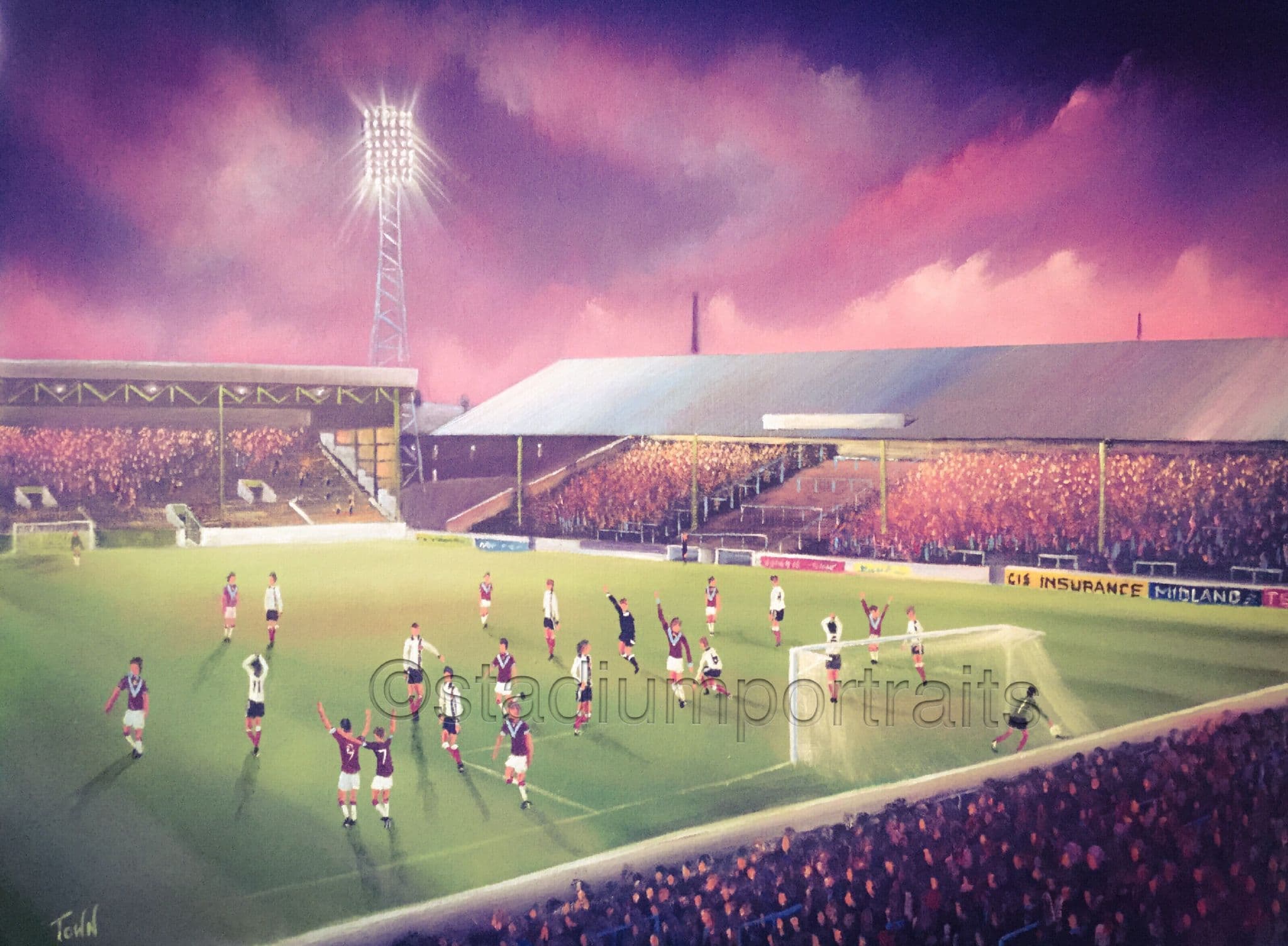 Burnley - The Longside Turf Moor 1970s box canvas print