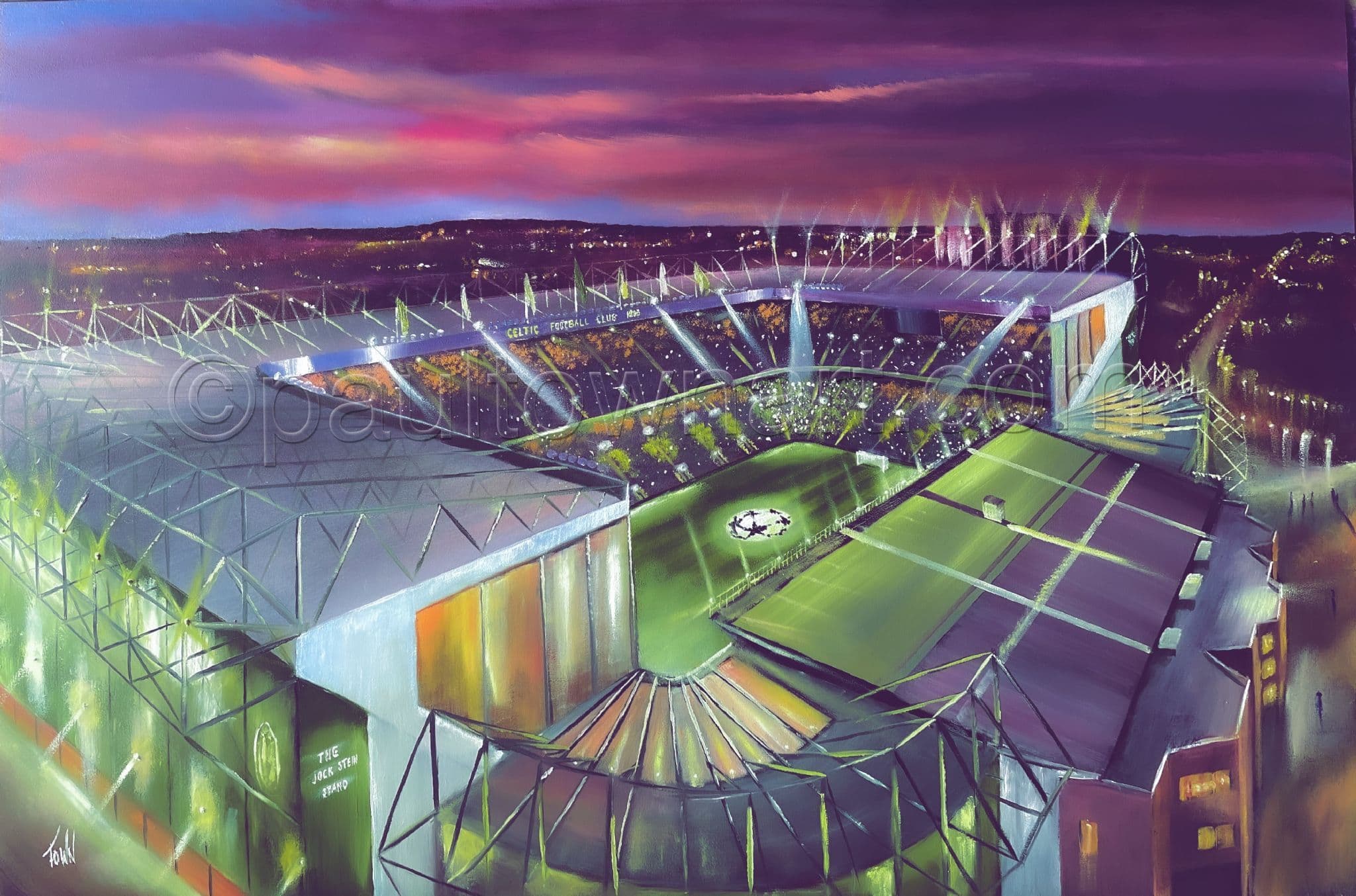 Celtic - Champions League Light Show, Celtic Park - box canvas print