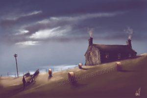 Farm scene box canvas print