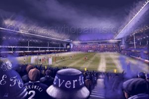 Everton - From the Gwladys Street End The Last Derby at Goodison Park - box canvas print