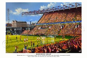 Bradford City - 90+6 Sarcevic Winning Promotion Goal v Fleetwood 2025 - poster print with text