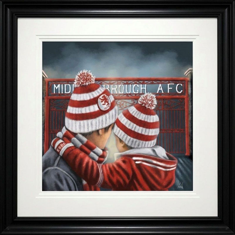 A framed example of one of the Emotions of Football paintings