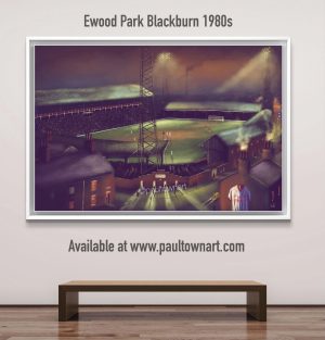 Blackburn Rovers - Ewood Park 1980s - Original artwork on board