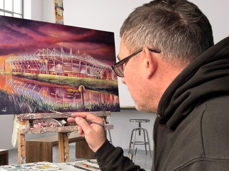 Paul working on one of his commissions