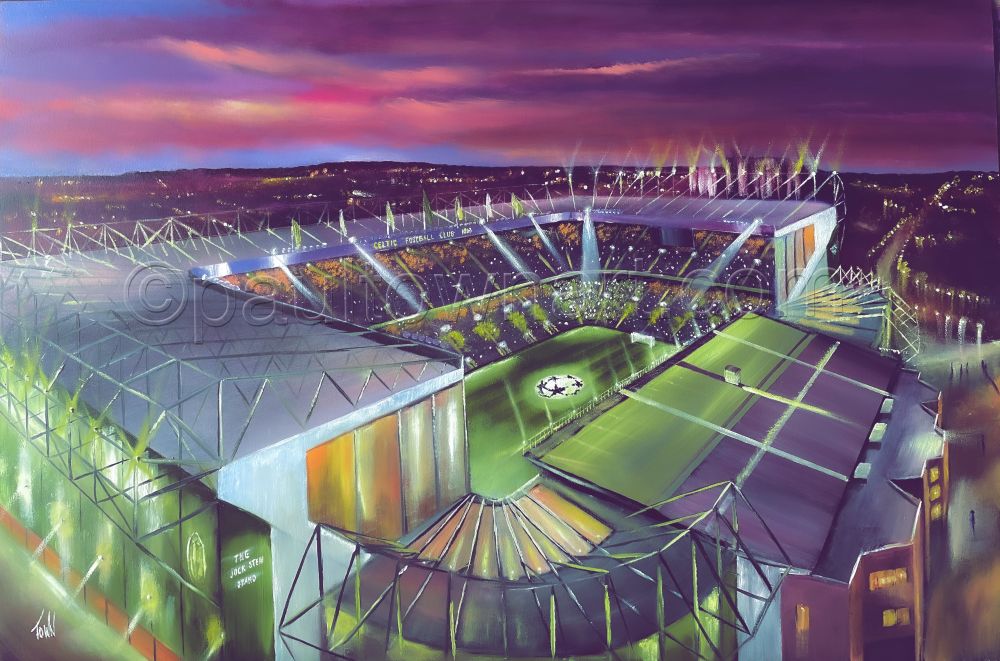 Champions League Light Show – Celtic Park – Celtic box canvas print