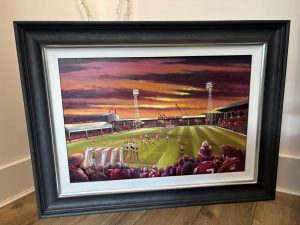 SOLD - Rotherham United - From The Tivoli End - Millmoor - framed artwork on board
